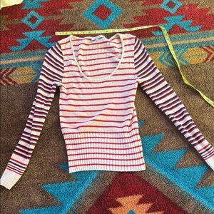 Madewell Red and White Striped Knit Top